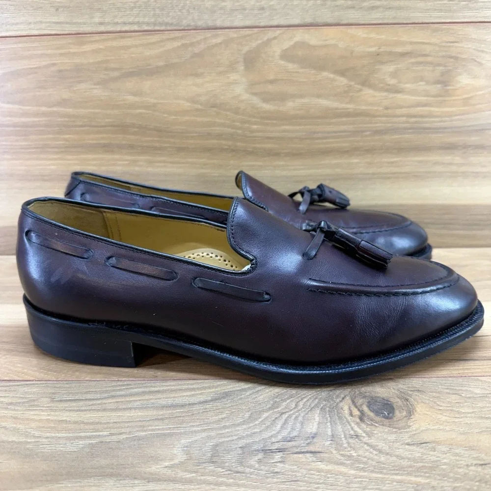 Johnston & Murphy Aristocraft Tassel Loafer Mens 9.5 D/B Burgundy Leather Dress